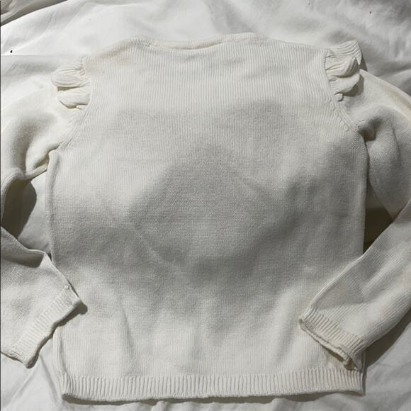 Gymboree 4 cream gold bow sequin sweater NWT preppy cotton ruffled shoulder - Picture 8 of 8